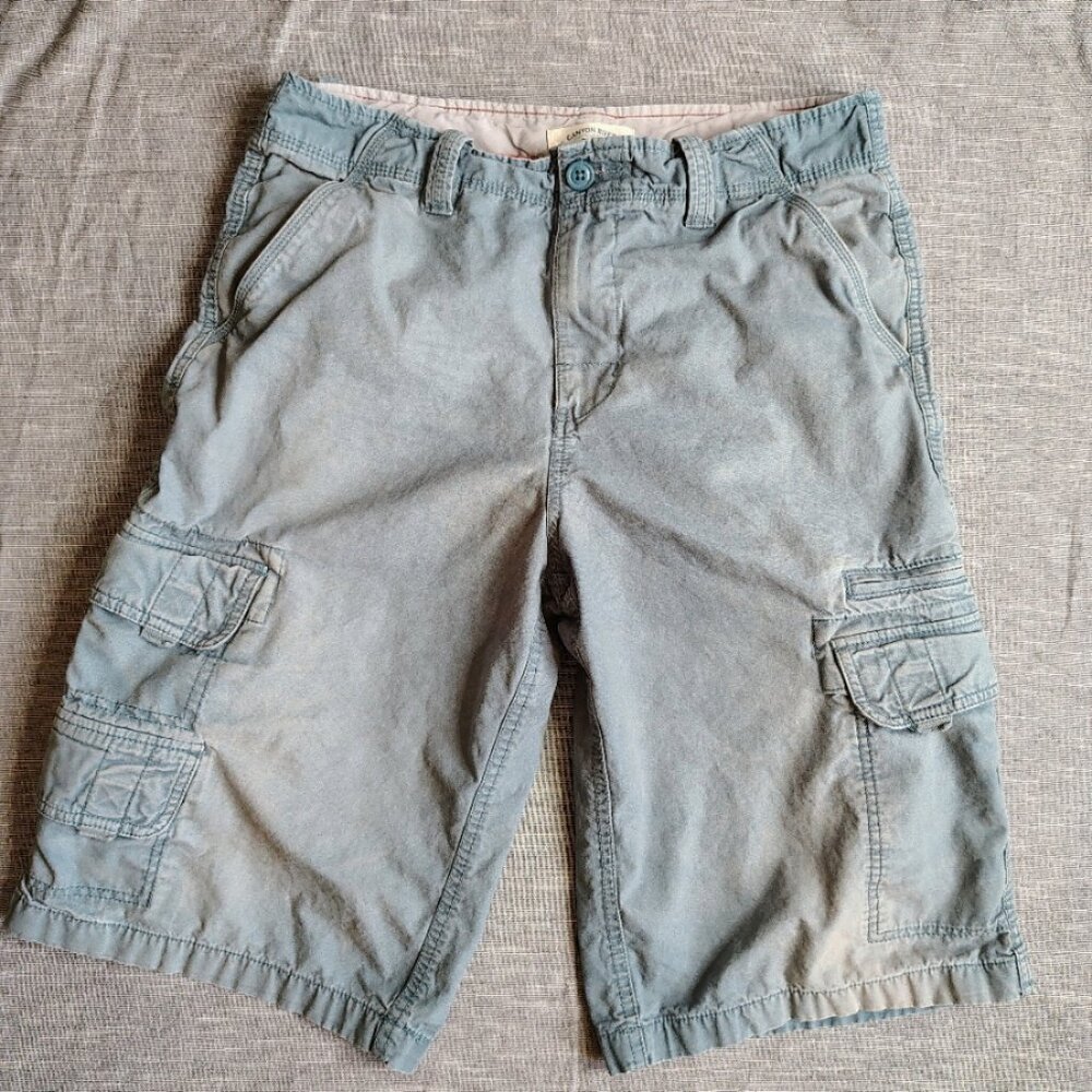 Canyon River Blues‎ Cargo Shorts Mens Size 34 Light Blue Faded Baggy Utility